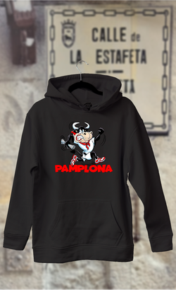 Sudadera toro corriendo con periódico en la mano