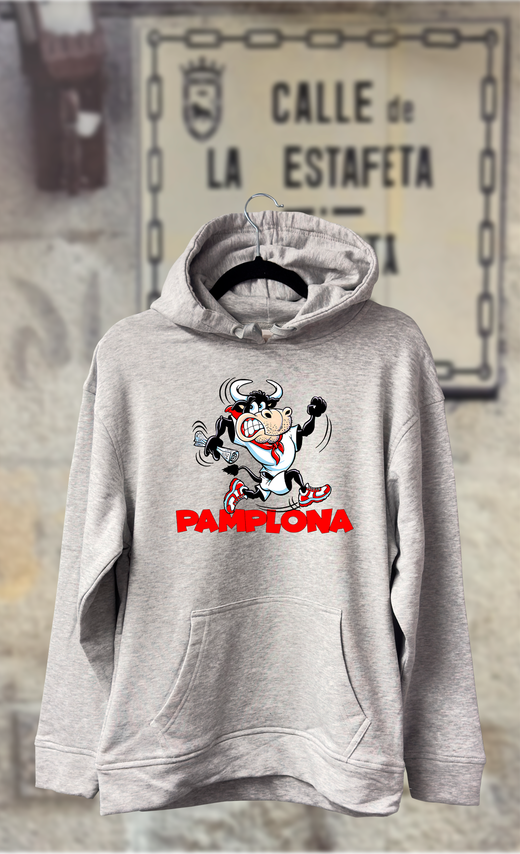 Sudadera toro corriendo con periódico en la mano